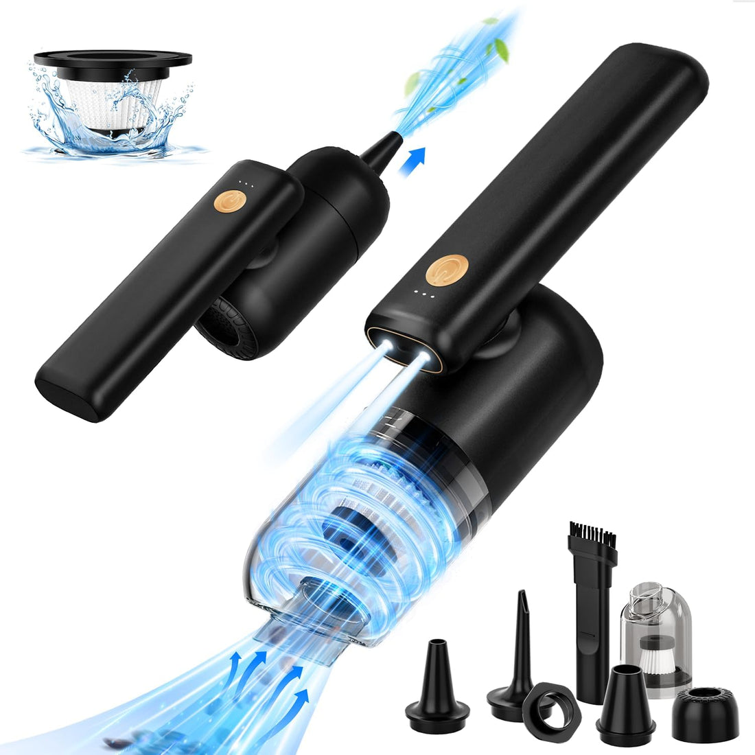180° Inflator Foldable Suction Portable Air Duster with LED Light