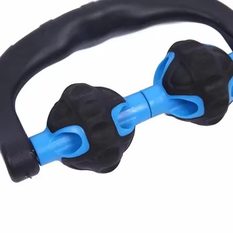 training body gear plastic rolling Hand Hold Two Wheel Solid Muscle Relax Massage Yoga Roller with Spiky Ball