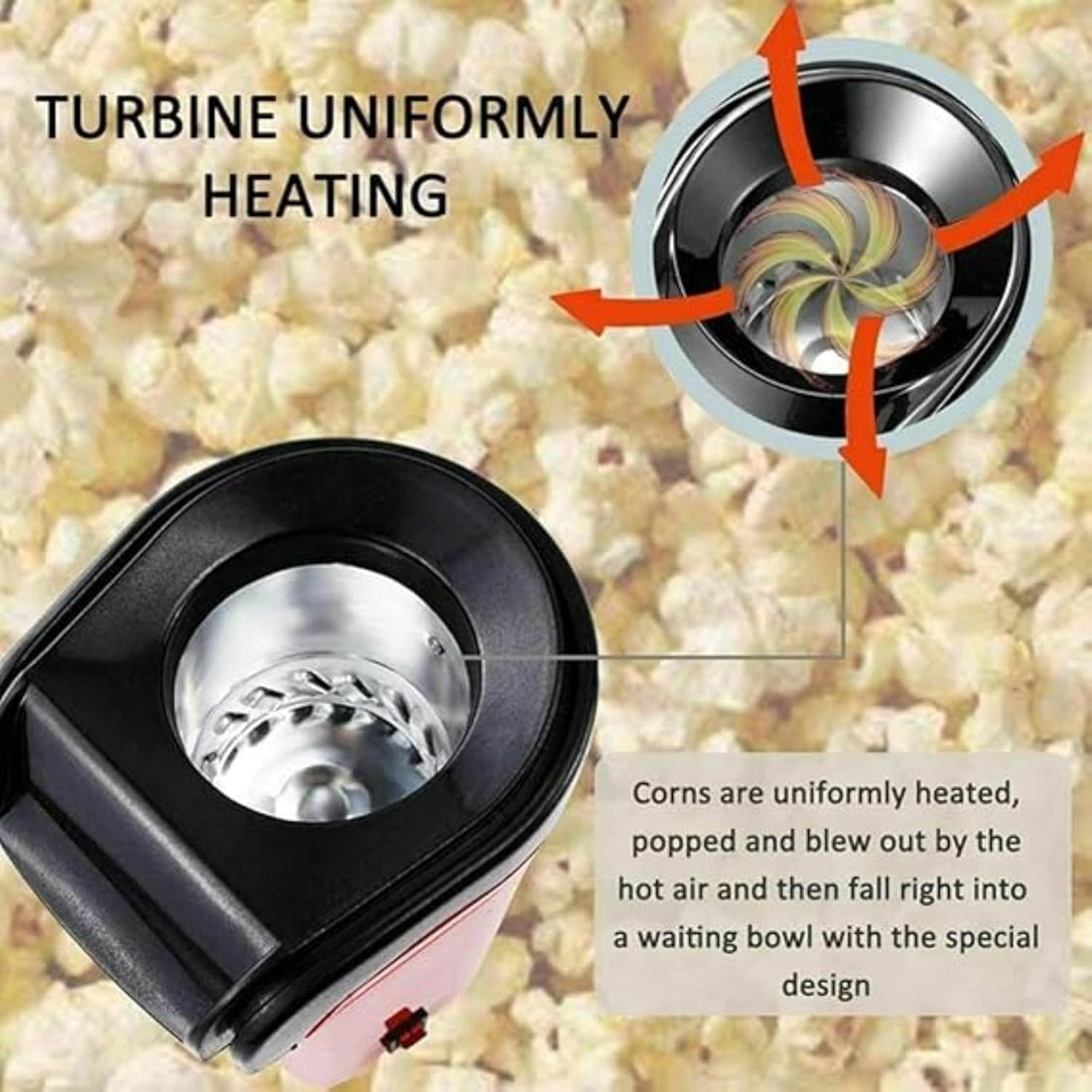 Mini Home Popcorn Maker with Measuring Cup and Removable Lid