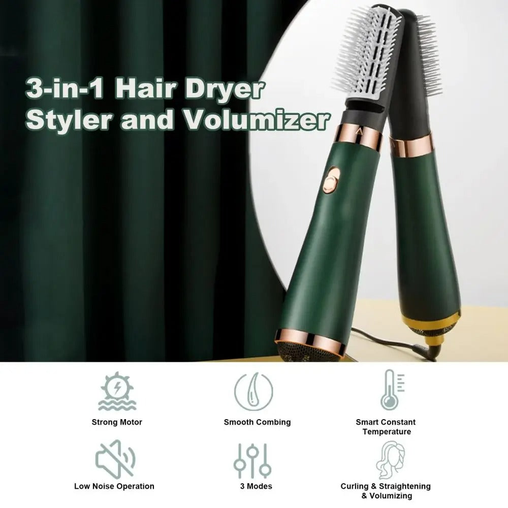 Multifunctional 3-in-1 Hair Dryer Brush with Replaceable Combs