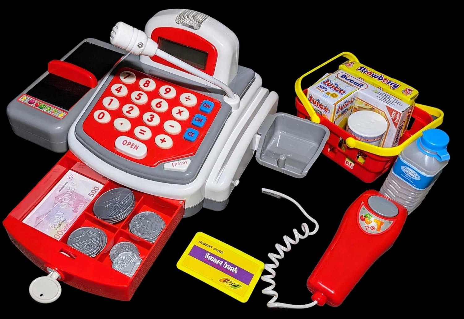 Pretend Play Store Cashier Cash Register Kit with Scanner