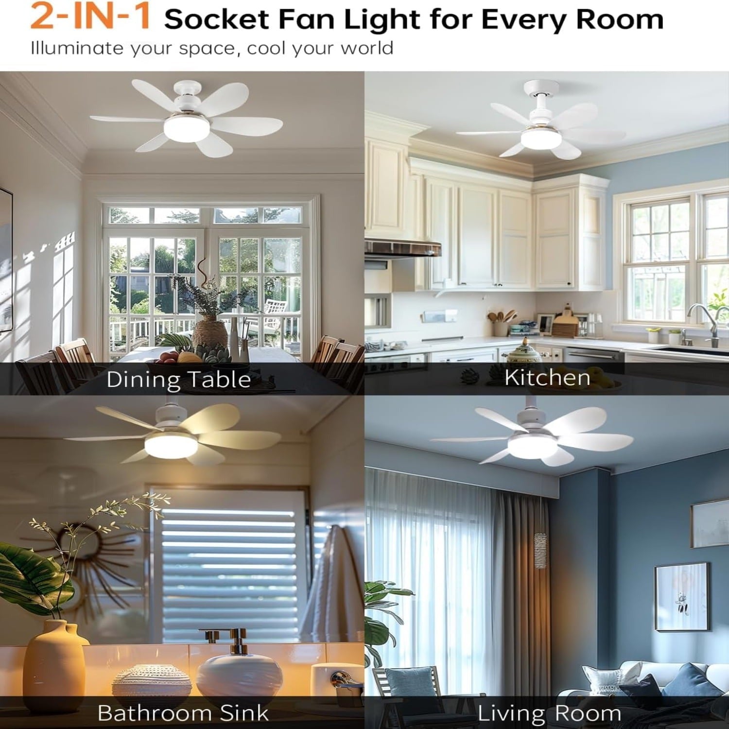 Small Socket Fan Light with Remote Control