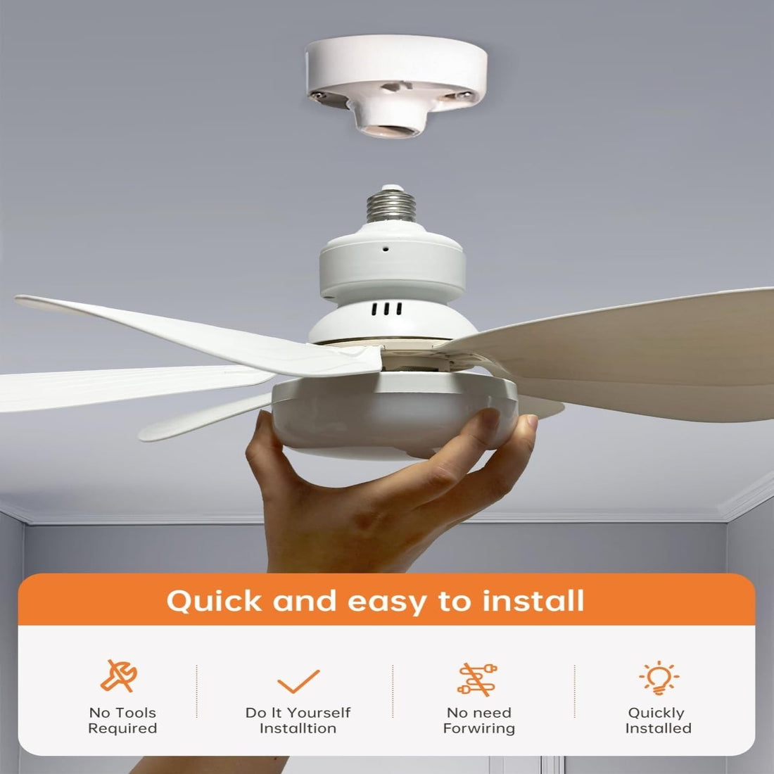 Small Socket Fan Light with Remote Control