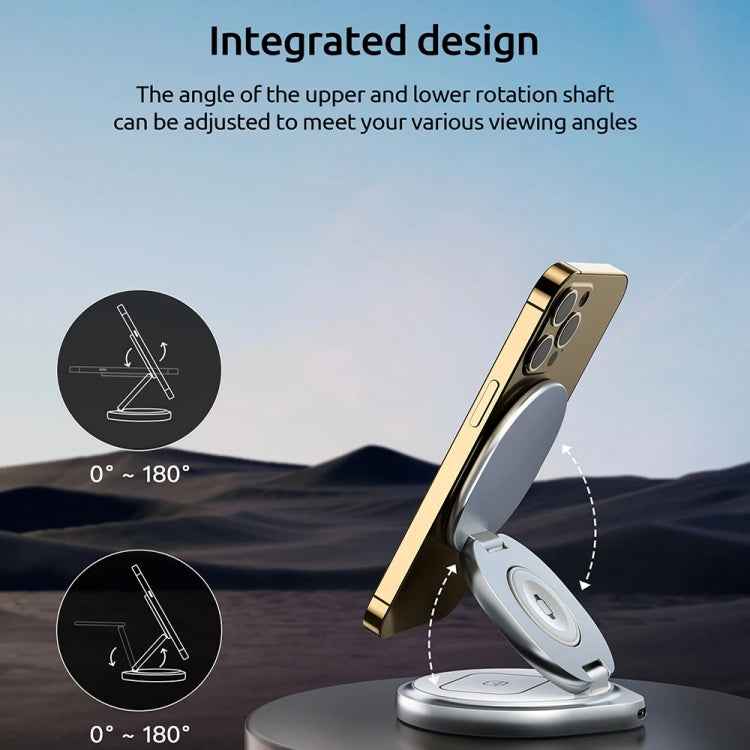 3 In 1 Zinc Alloy Magnetic Folding Wireless Charger